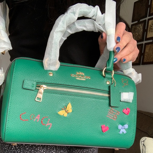 SOLD⛔️Authentic COACH Leather patches zip top satchel/Crosby - Picture 6 of 16